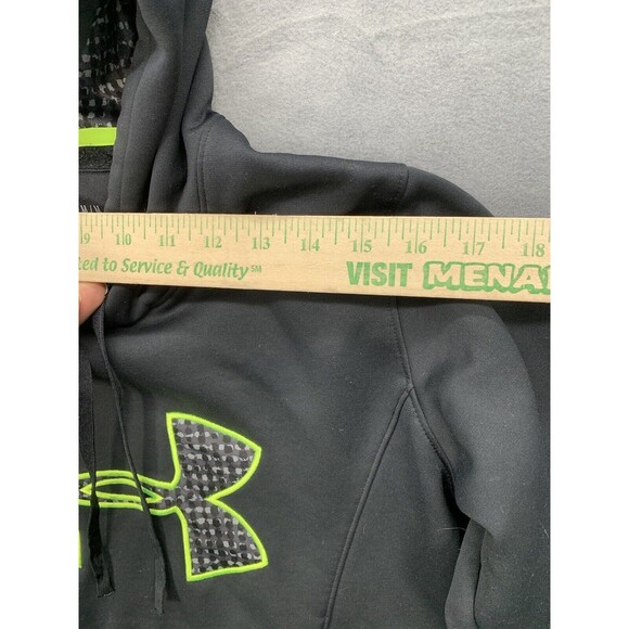 Cold Gear Under Armour Hoodie M Semi-Fitted Unisex Adults Gray Yellow Logo - Picture 4 of 14